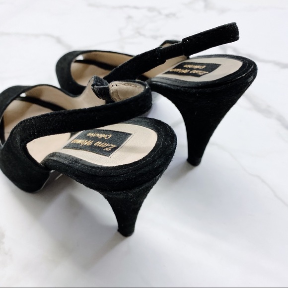 ZARA peep toe suede black heels pumps - Picture 3 of 4